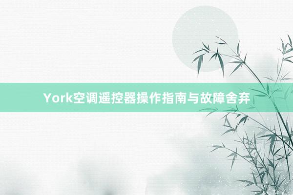 York空调遥控器操作指南与故障舍弃